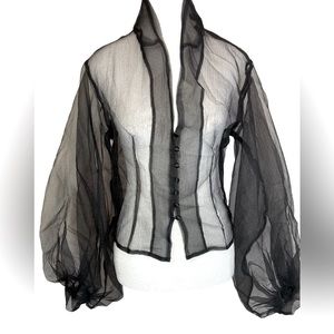 See Through Flared Sleeve Top